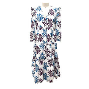 Rebecca minkoff Darcy Midi Dress Blue Quilt Size 4